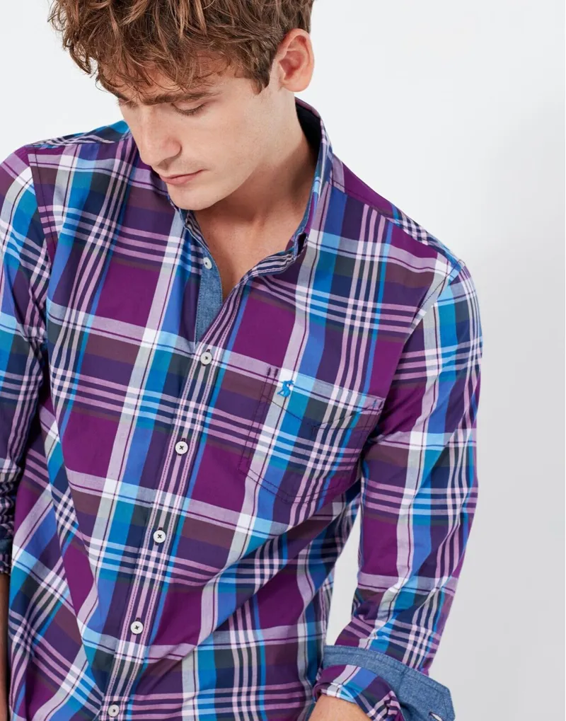 Joules Abbott Classic Purple Check Shirt-1